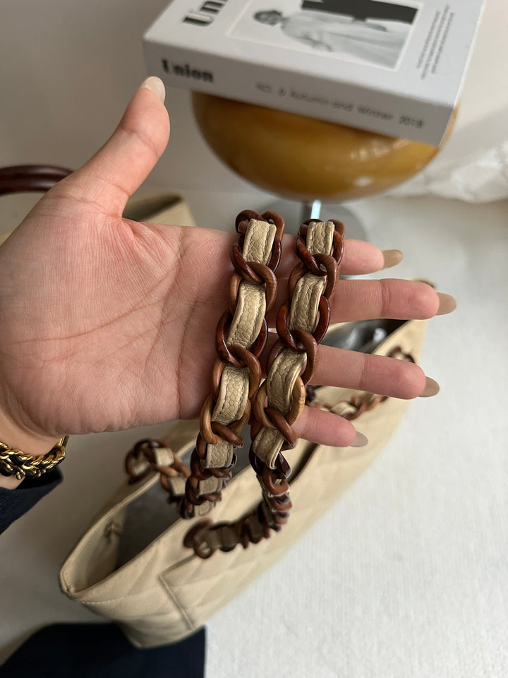 Chanel Woodgrain CC Caviar Tote 🤎 | Autumn Elegance, Everyday Ease