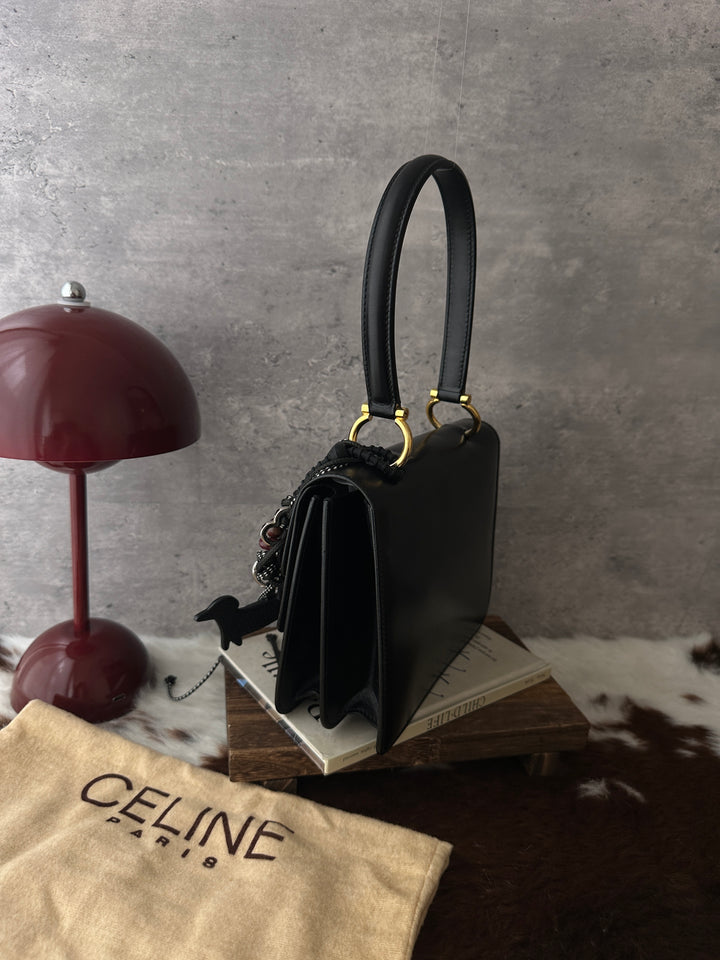 CELINE Vintage Mini Double Flap Handbag 🖤✨｜Rare Mini Size × Box Leather × Gold-Tone Hardware