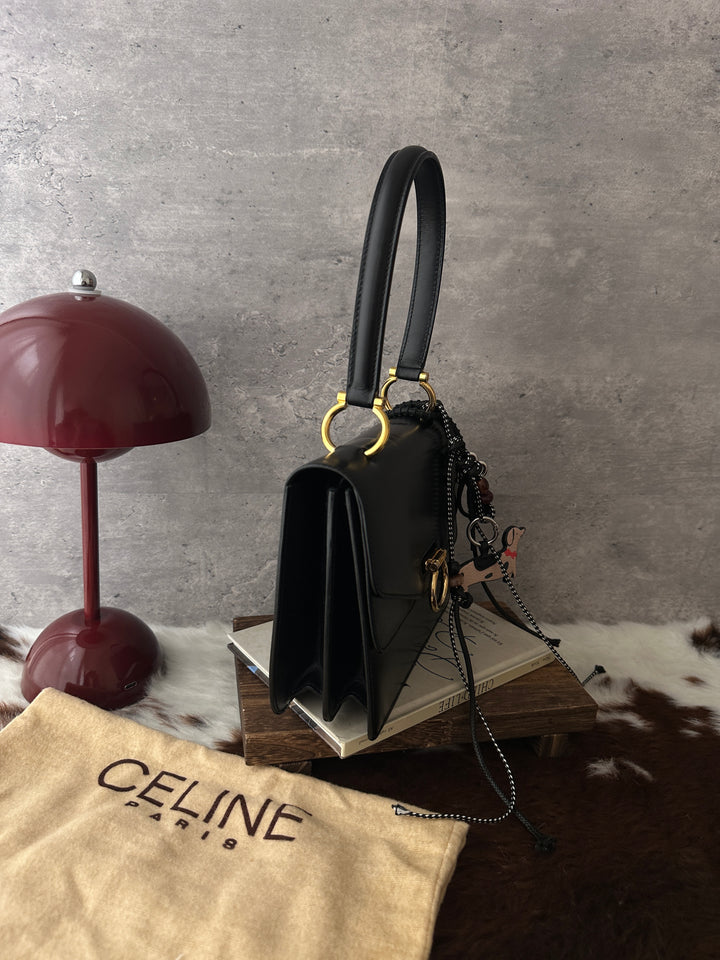 CELINE Vintage Mini Double Flap Handbag 🖤✨｜Rare Mini Size × Box Leather × Gold-Tone Hardware