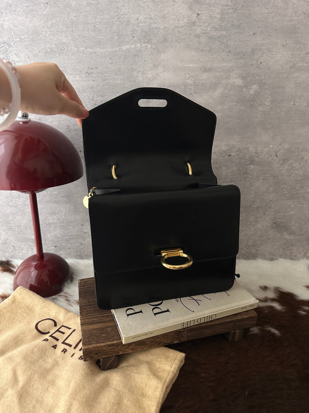 CELINE Vintage Mini Double Flap Handbag 🖤✨｜Rare Mini Size × Box Leather × Gold-Tone Hardware