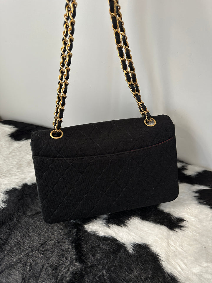 "Chanel “Fabric × Leather Classic Flap” ✨ | 1989 Vintage Icon + Removable Babe Pouch "