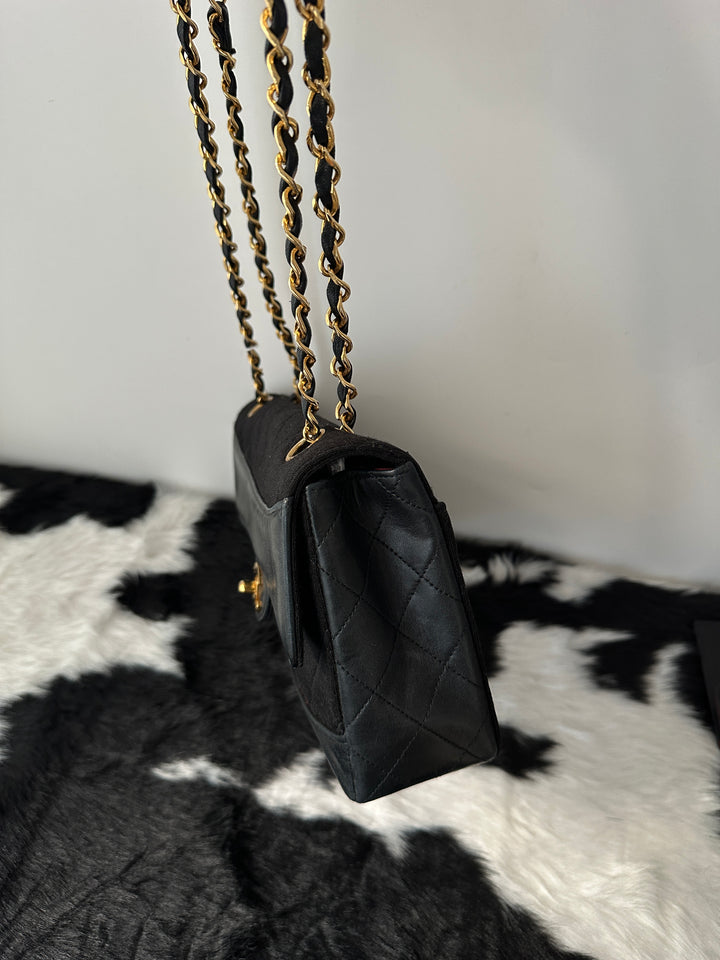 "Chanel “Fabric × Leather Classic Flap” ✨ | 1989 Vintage Icon + Removable Babe Pouch "