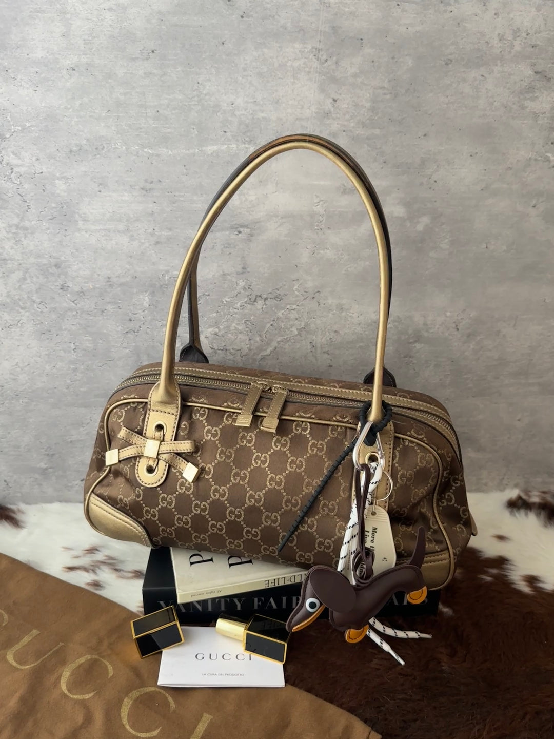 GUCCI GG Monogram Baguette Bag 🥖🤎｜GG Monogram × Champagne Gold Leather × Full Set