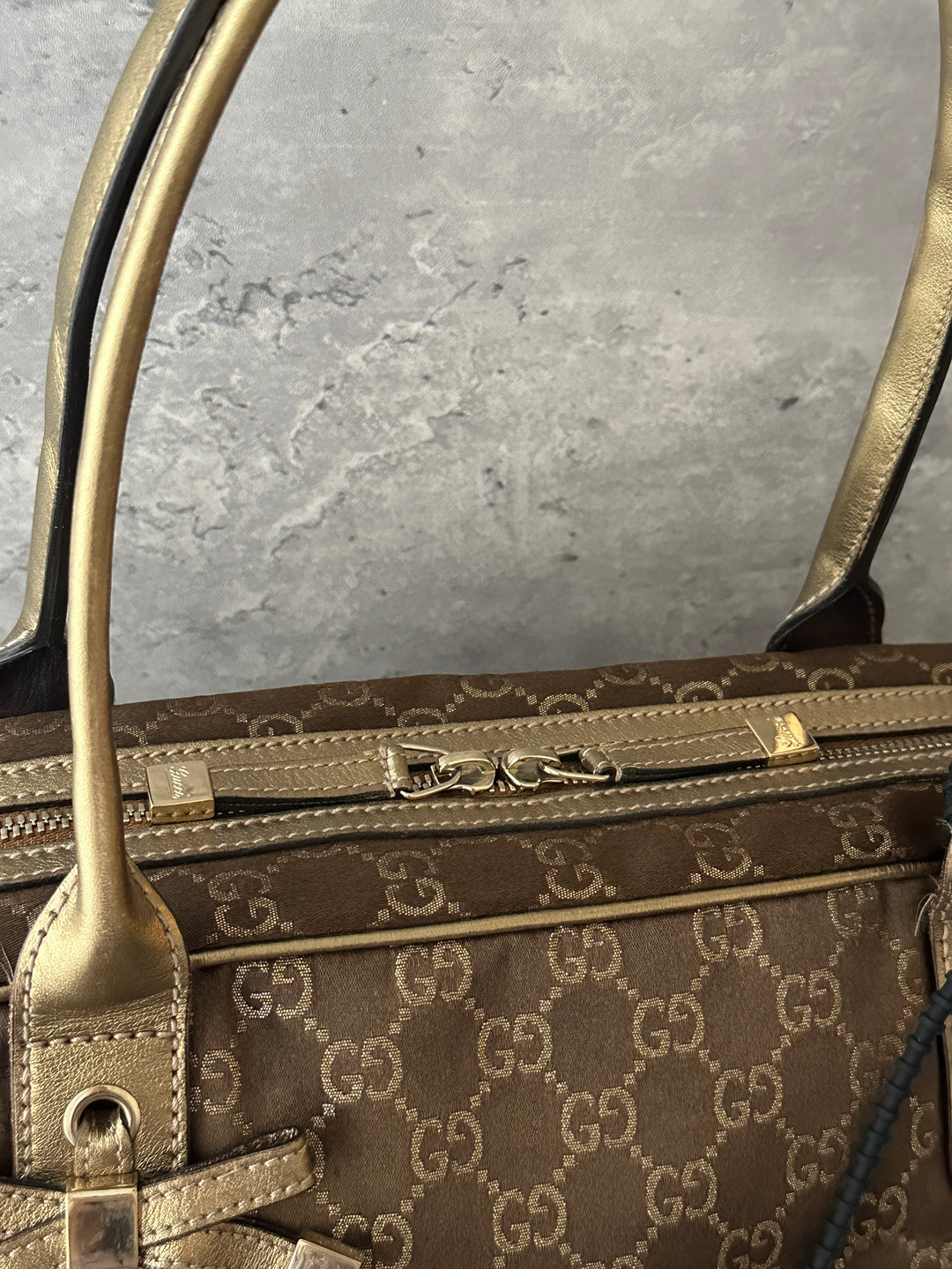 GUCCI GG Monogram Baguette Bag 🥖🤎｜GG Monogram × Champagne Gold Leather × Full Set