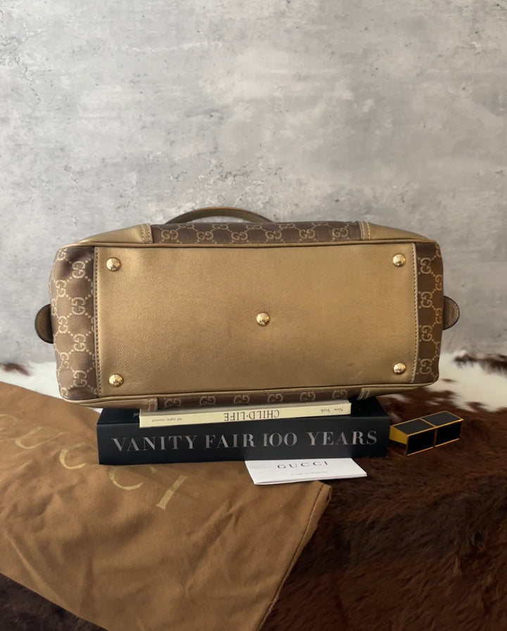 GUCCI GG Monogram Baguette Bag 🥖🤎｜GG Monogram × Champagne Gold Leather × Full Set