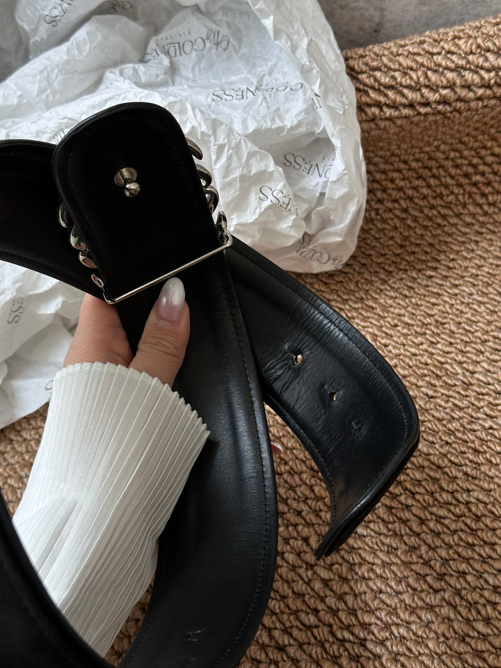 Loewe Black Suede Belt with Crystal Logo Buckle ✨｜Luxurious, Statement & Collectible