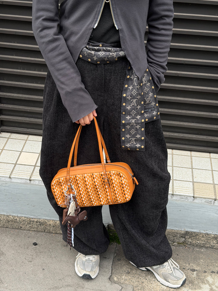 Salvatore Ferragamo Woven Leather Baguette Bag 🤎🥖｜Caramel Woven Design・Mini Baguette Shape・Rare Vintage
