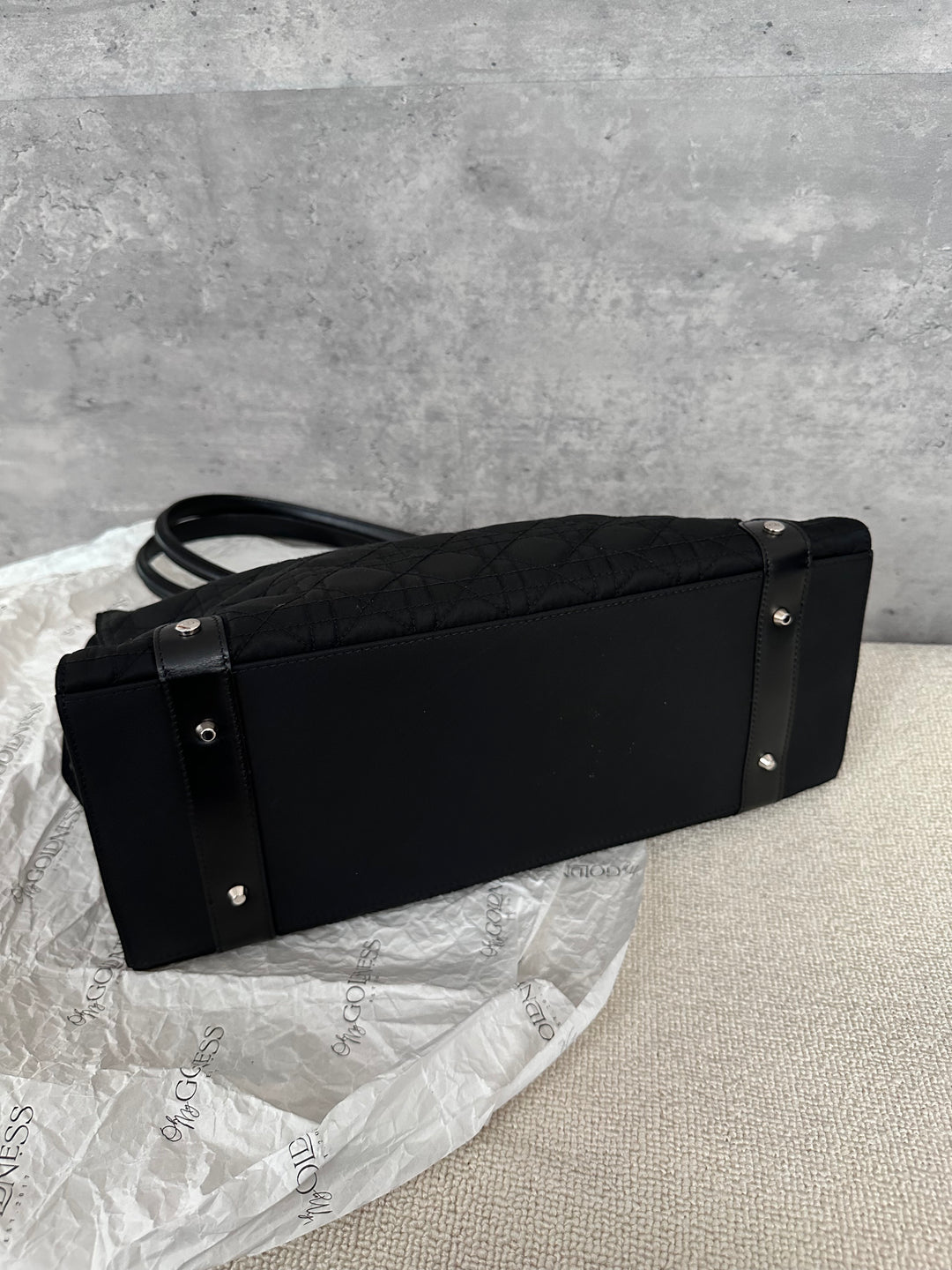 Christian Dior,Lady Dior Black Silver Nylon Baguette