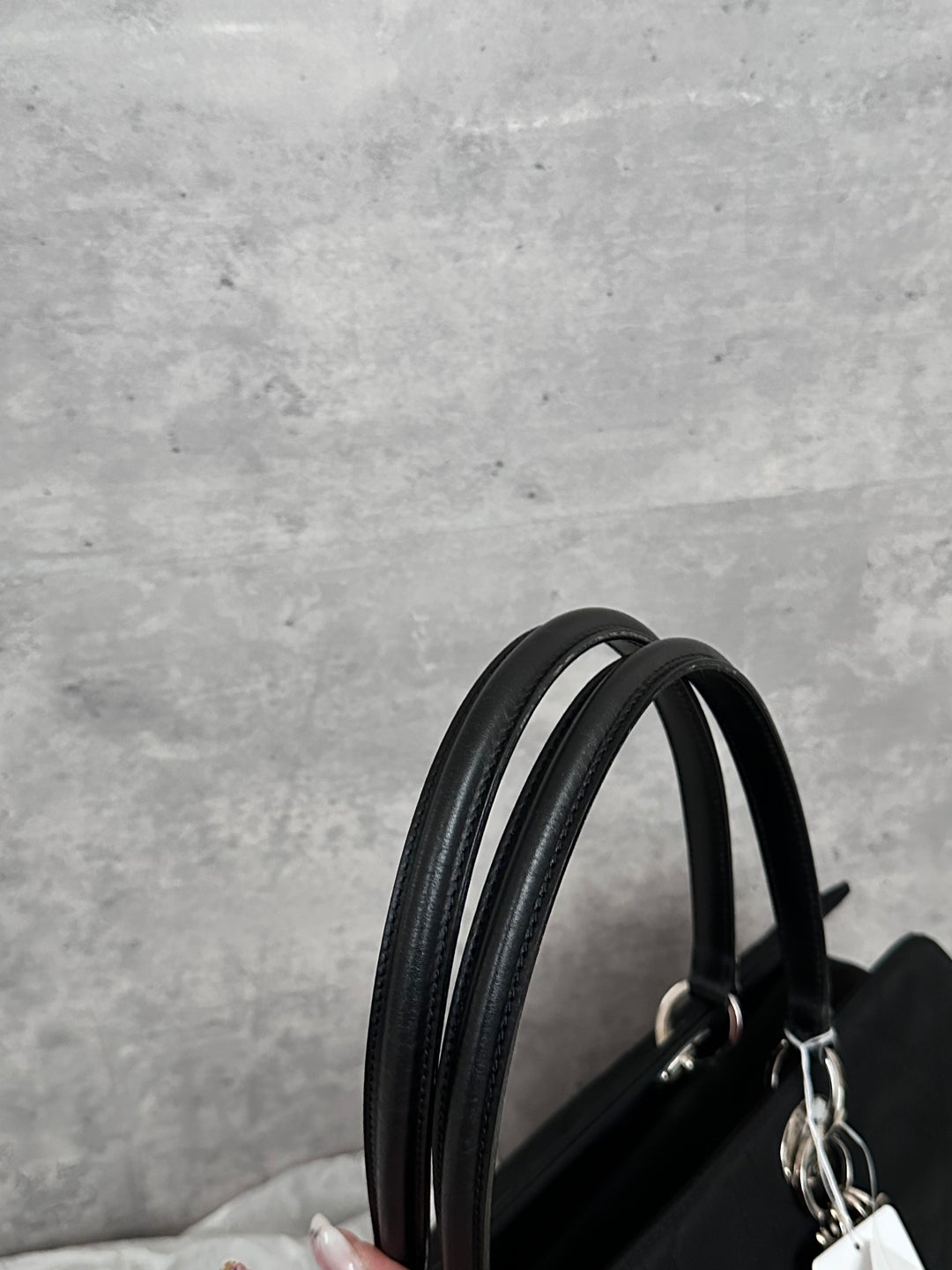 Christian Dior,Lady Dior Black Silver Nylon Baguette