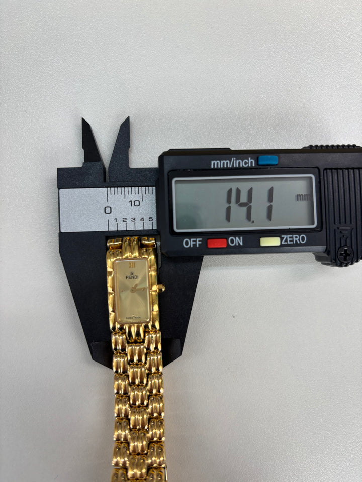 Fendi Rectangular Bracelet Watch ✨｜Slim Gold Case × Roman XII Dial × Elegant Vintage Bracelet
