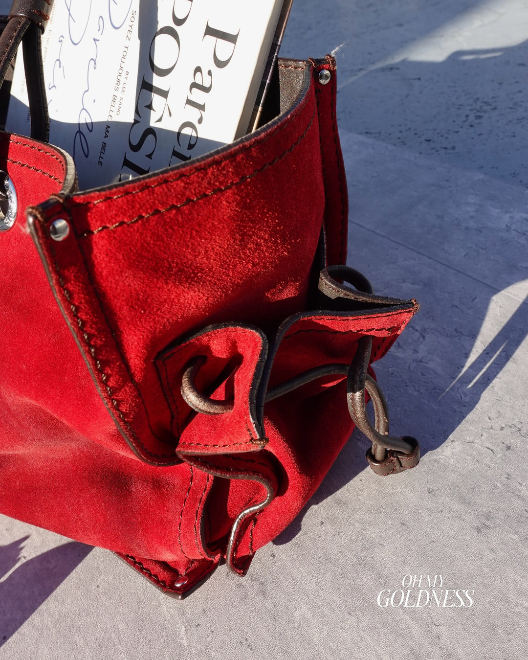 LOEWE Cowhide Suede Shopper Tote Bag ❤️｜Red Suede × Embossed Anagram × Spacious Everyday Size✨