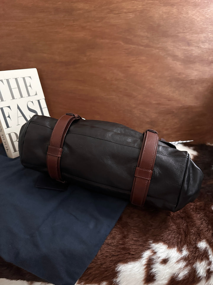 PRADA Leather Messenger Bag 🖤🤎｜Two-Tone Leather × Vintage Satchel Design × Spacious Capacity