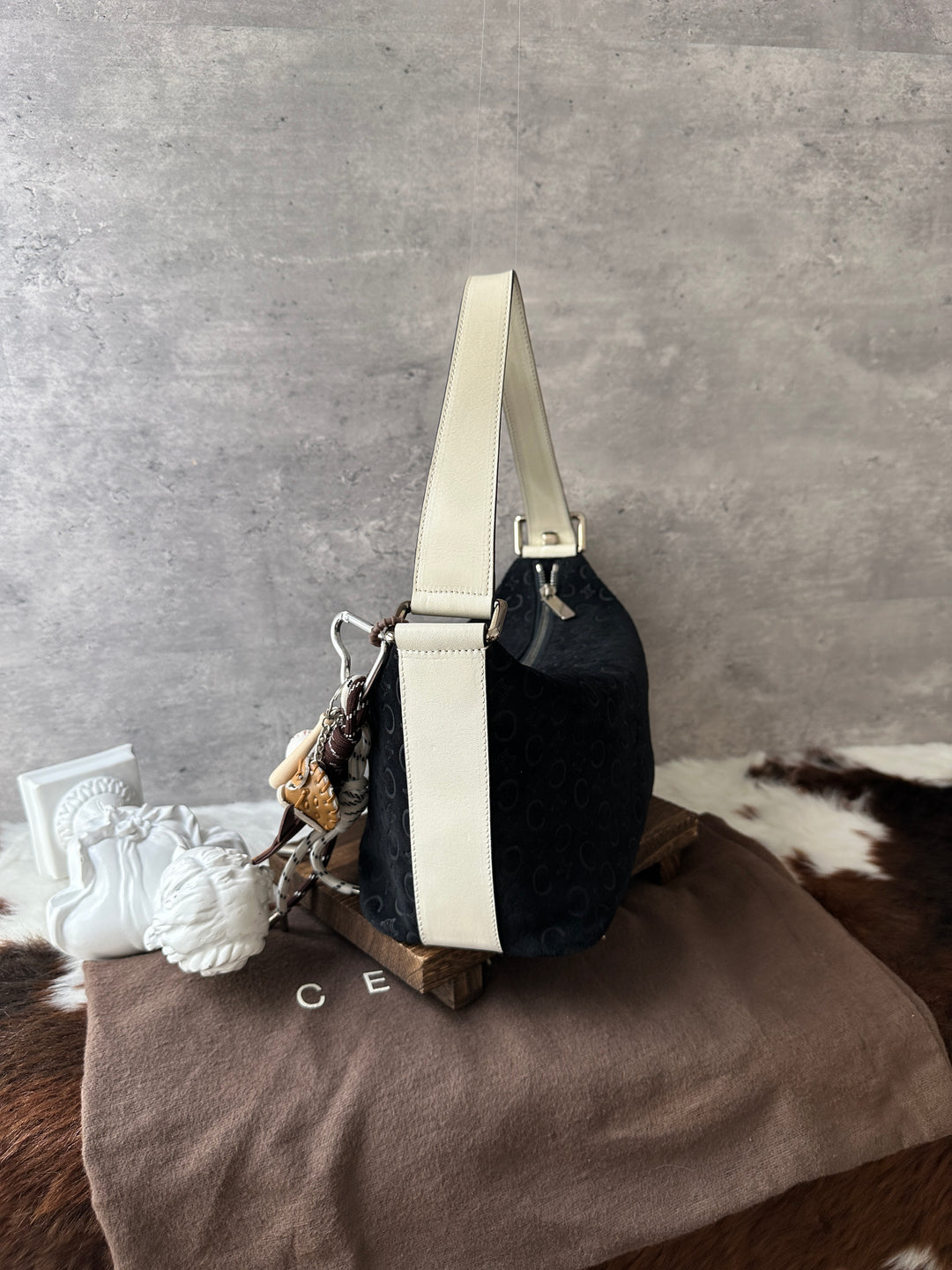 Celine Monogram Hobo Bag 🖤🤍｜Full Set Included｜Underarm &amp; Crossbody｜Black and White Contrast