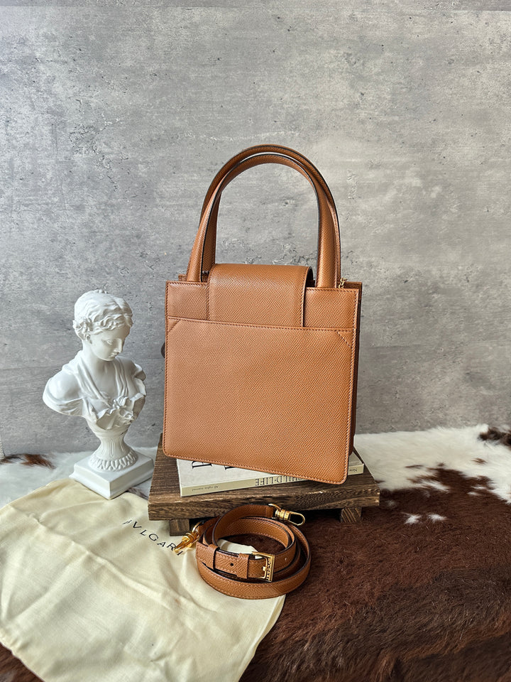 Bvlgari Caramel Box Top Handle Bag 🤎｜Original Strap｜Full Set Included｜Structured Shape