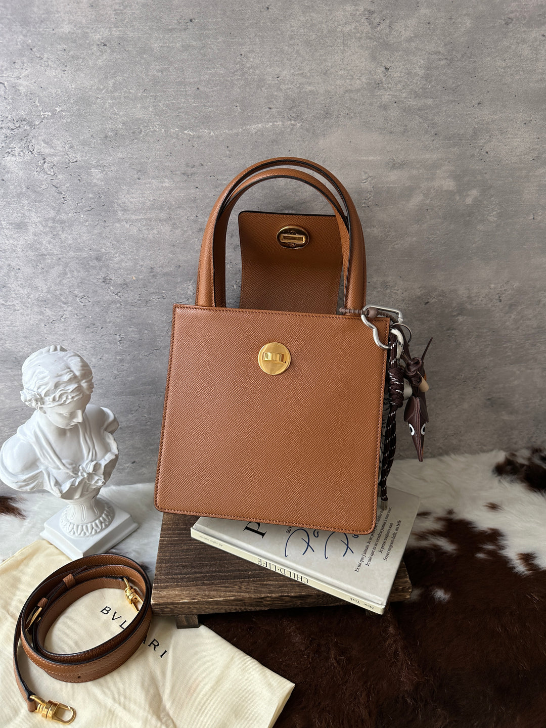 Bvlgari Caramel Box Top Handle Bag 🤎｜Original Strap｜Full Set Included｜Structured Shape