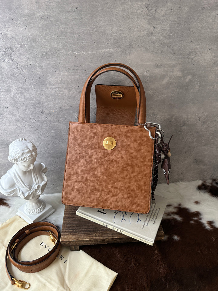 Bvlgari Caramel Box Top Handle Bag 🤎｜Original Strap｜Full Set Included｜Structured Shape