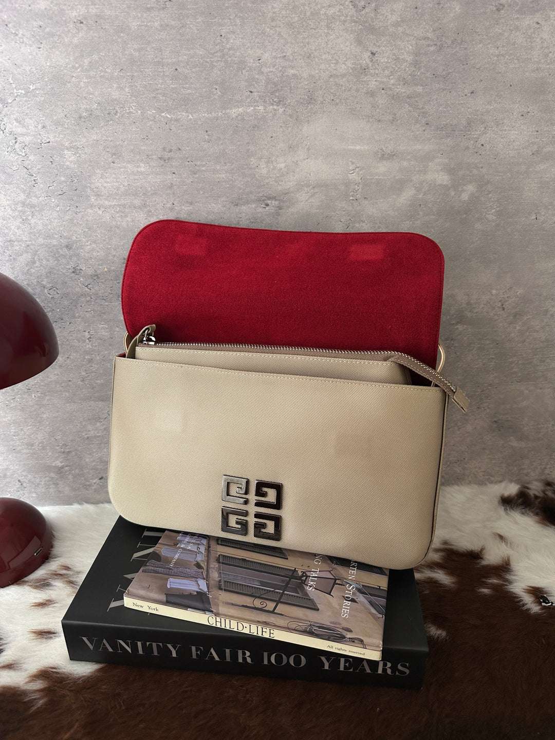 Givenchy Mini Baguette Shoulder Bag 🤎｜4G Logo｜Red Suede Interior｜Mini Pouch