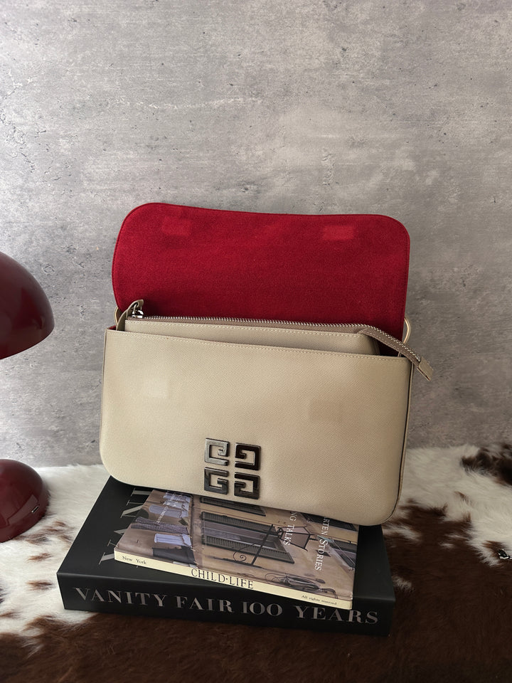 Givenchy Mini Baguette Shoulder Bag 🤎｜4G Logo｜Red Suede Interior｜Mini Pouch