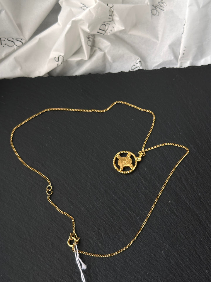 CELINE Triomphe Crystal Medallion Necklace（Gold）｜Iconic Heritage ✨🤍