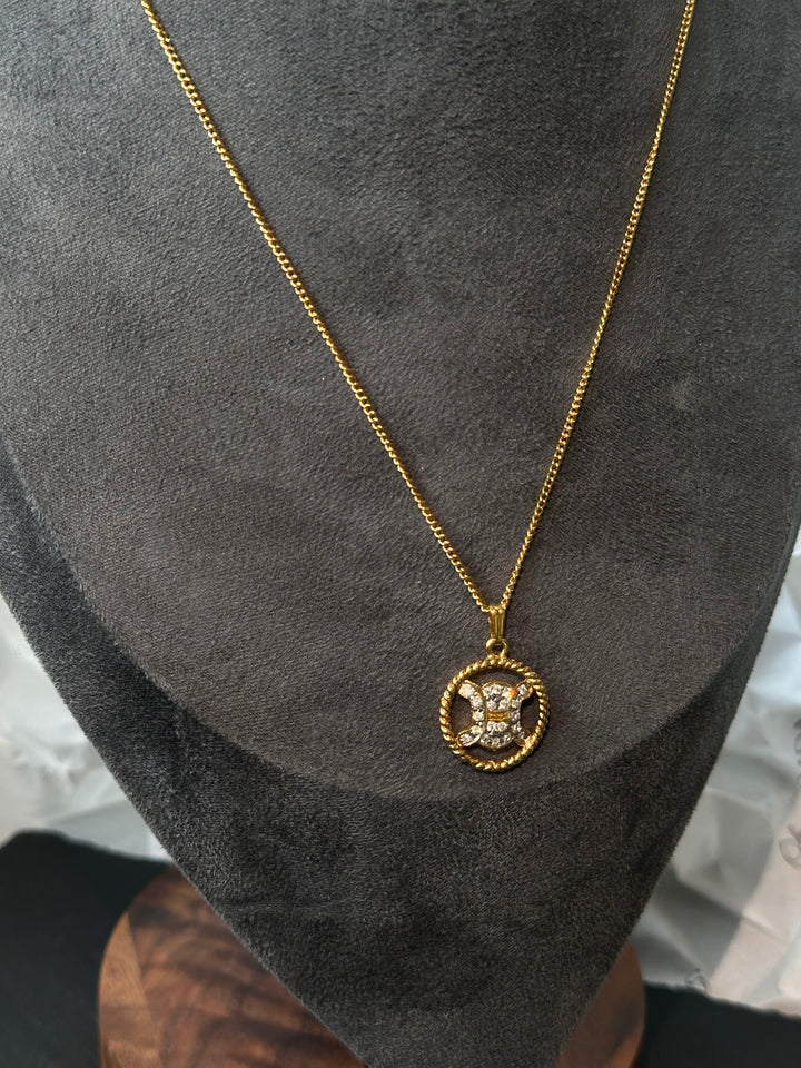 CELINE Triomphe Crystal Medallion Necklace（Gold）｜Iconic Heritage ✨🤍