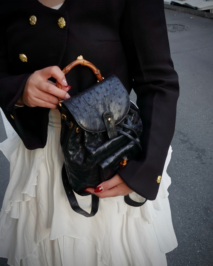 Gucci Bamboo Small Backpack in Ostrich Leather