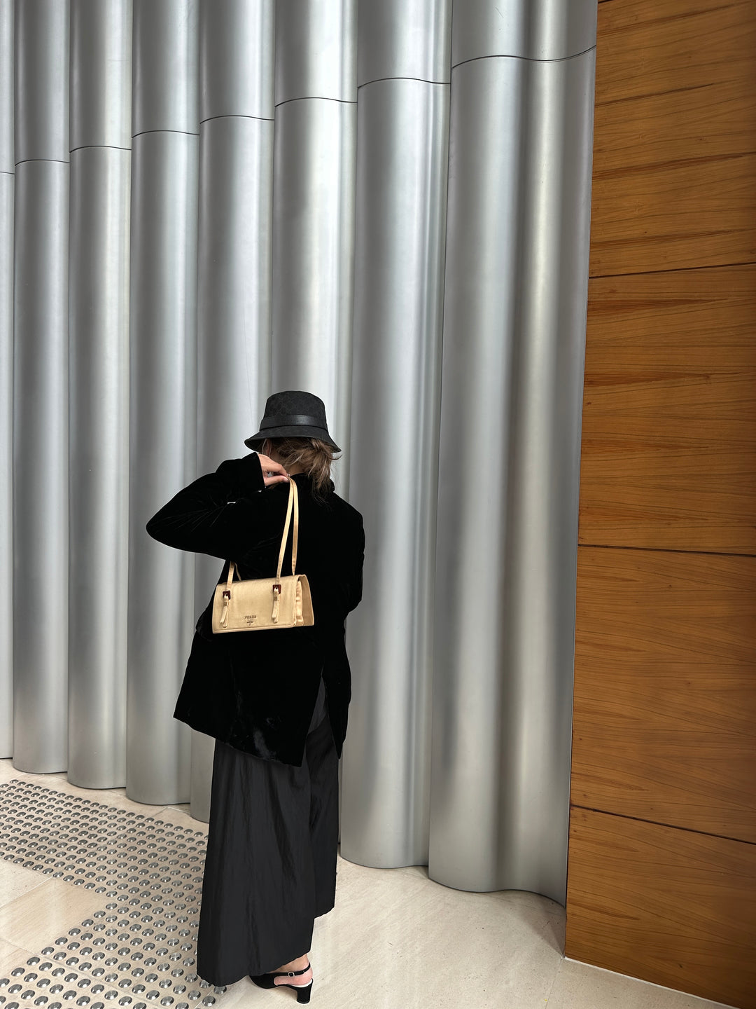 Prada Champagne Satin Shoulder Bag ✨ | Quiet Glamour, Modern Minimalism