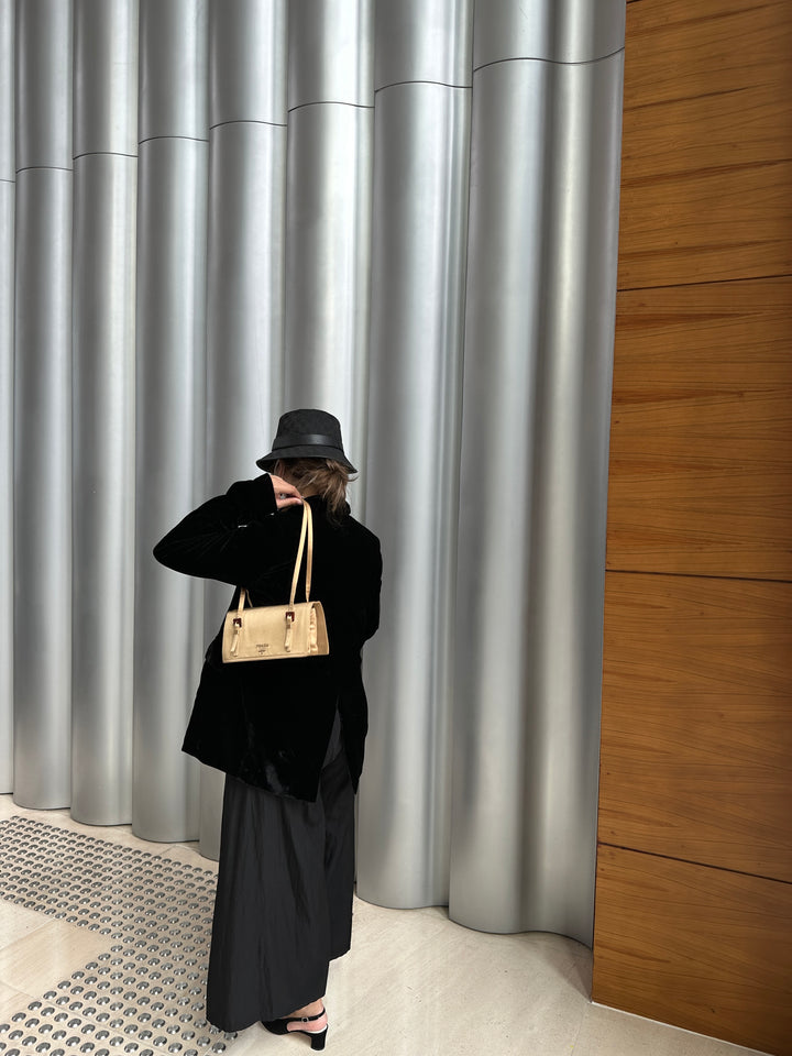 Prada Champagne Satin Shoulder Bag ✨ | Quiet Glamour, Modern Minimalism