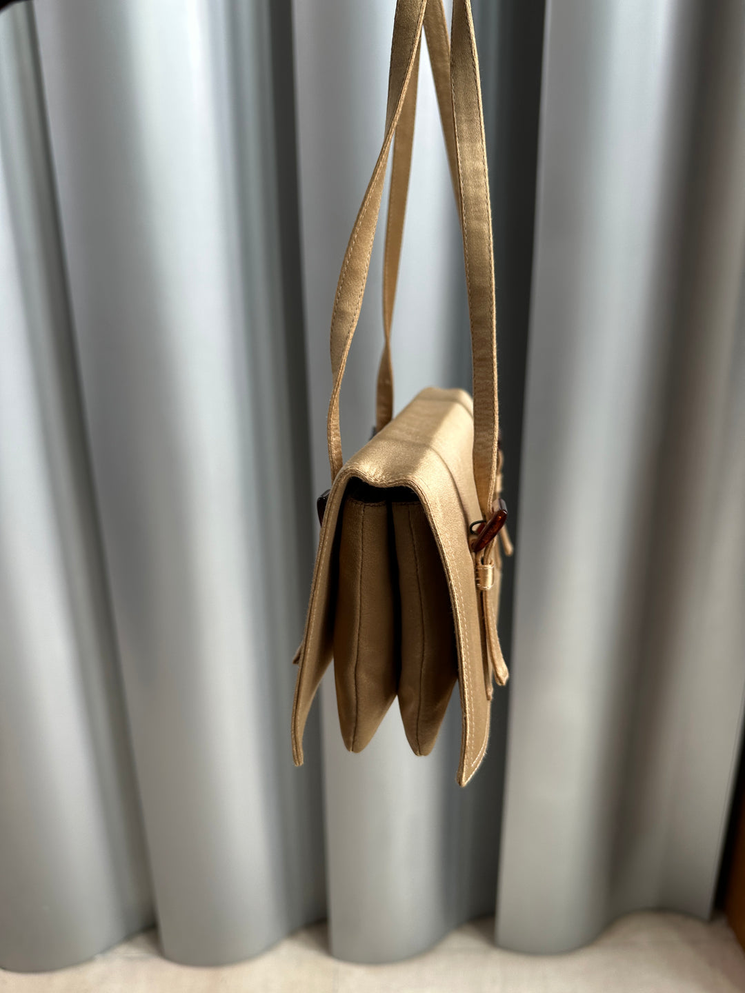 Prada Champagne Satin Shoulder Bag ✨ | Quiet Glamour, Modern Minimalism