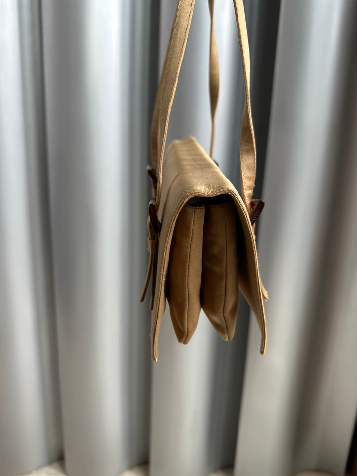 Prada Champagne Satin Shoulder Bag ✨ | Quiet Glamour, Modern Minimalism