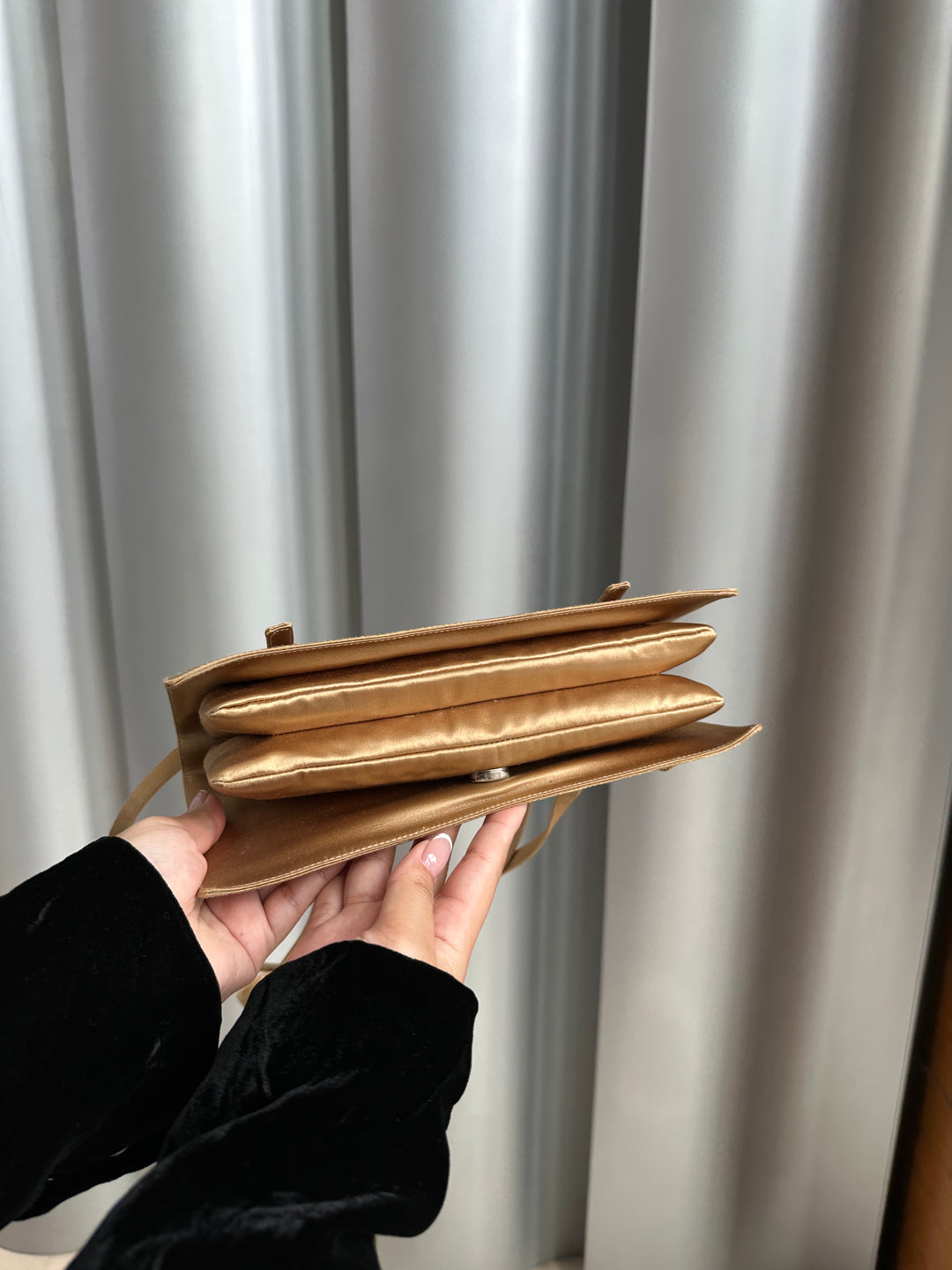 Prada Champagne Satin Shoulder Bag ✨ | Quiet Glamour, Modern Minimalism