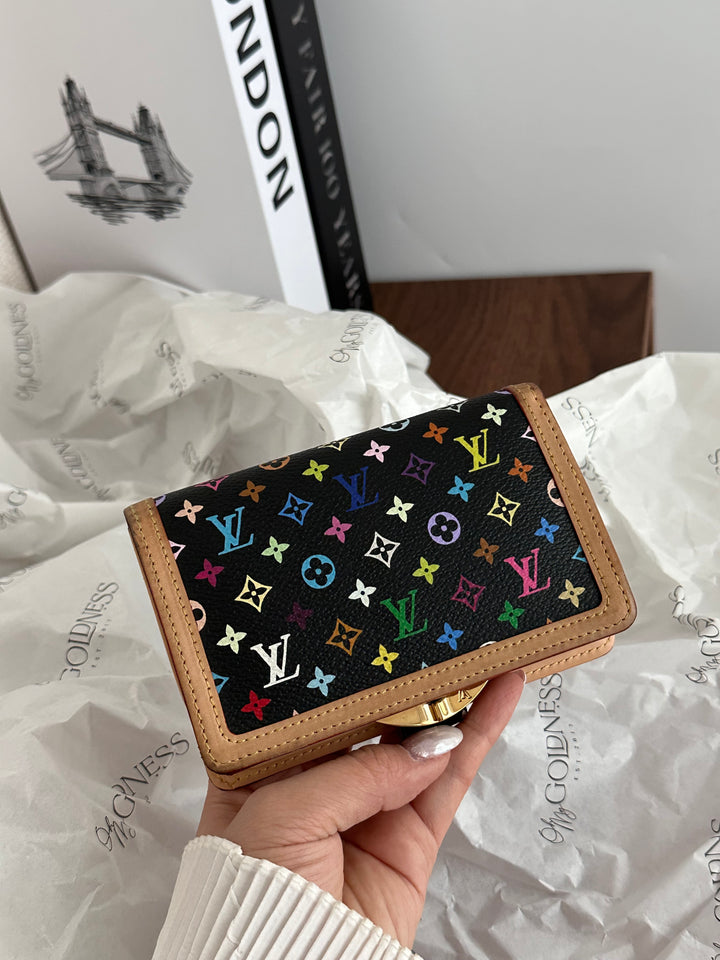 LOUIS VUITTON Multicolore Monogram Wallet（Black × Multicolor）｜Takashi Murakami Collaboration 🌈✨