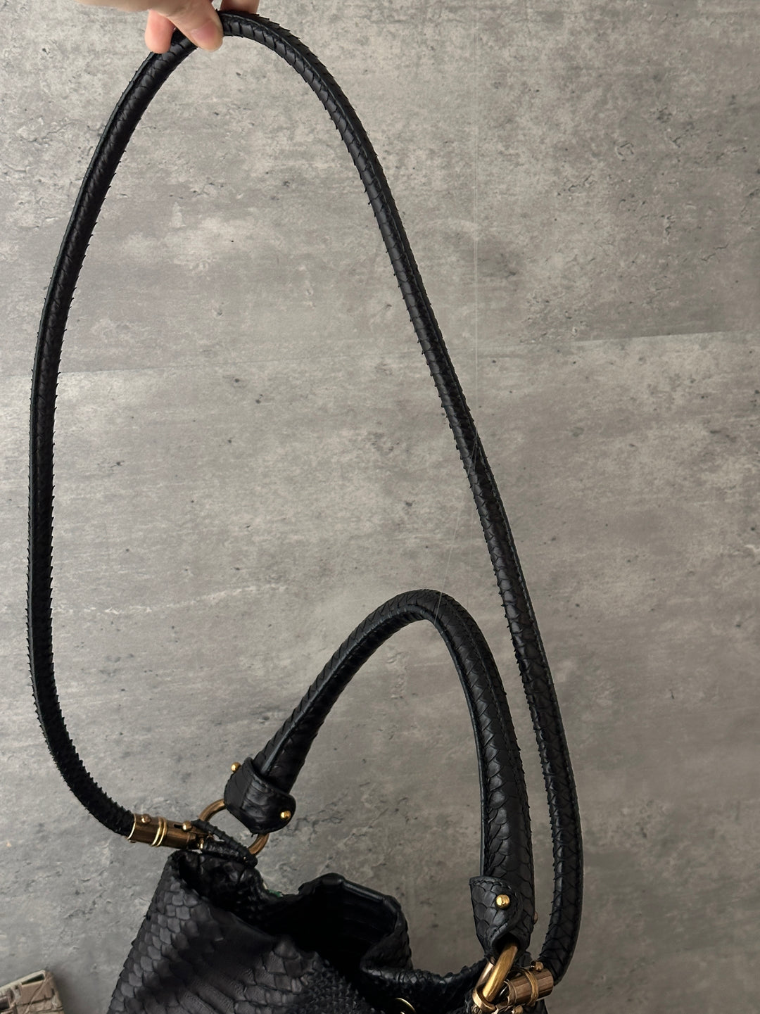 Ferragamo Python Hobo Bag 🖤｜Statement Bow Logo × Vintage Bronze Clasp × Original Strap