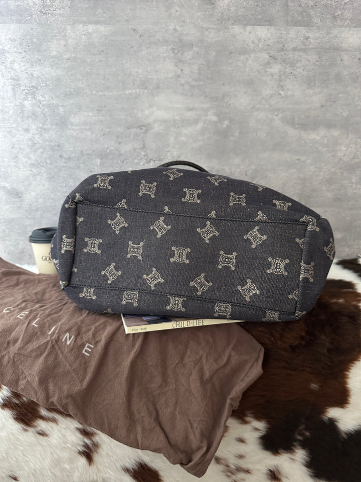 Celine Vintage Monogram Denim Tote Bag 🤎｜Oversized Silhouette × Retro Monogram × Laptop-Friendly Capacity