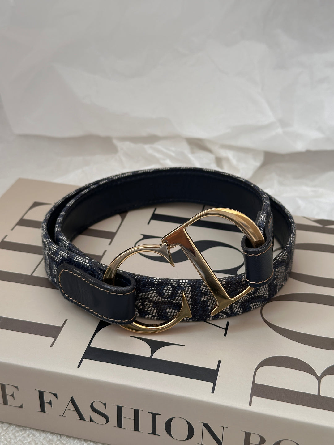 Dior CD Monogram Belt 🖤✨ Gold Large CD Buckle (Size 70)