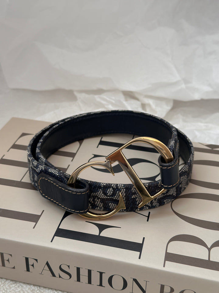Dior CD Monogram Belt 🖤✨ Gold Large CD Buckle (Size 70)