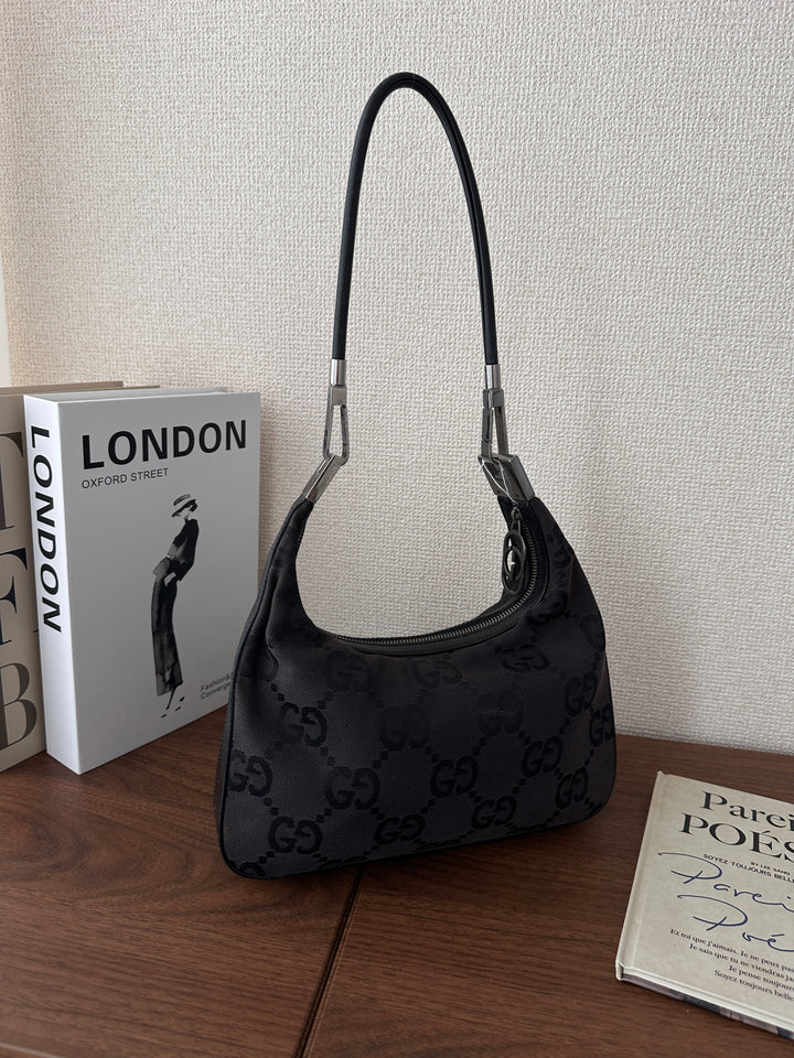 Gucci GG Monogram Hobo Bag 🖤✨ Canvas & Leather Mix