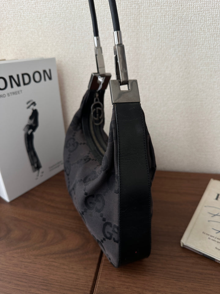 Gucci GG Monogram Hobo Bag 🖤✨ Canvas & Leather Mix