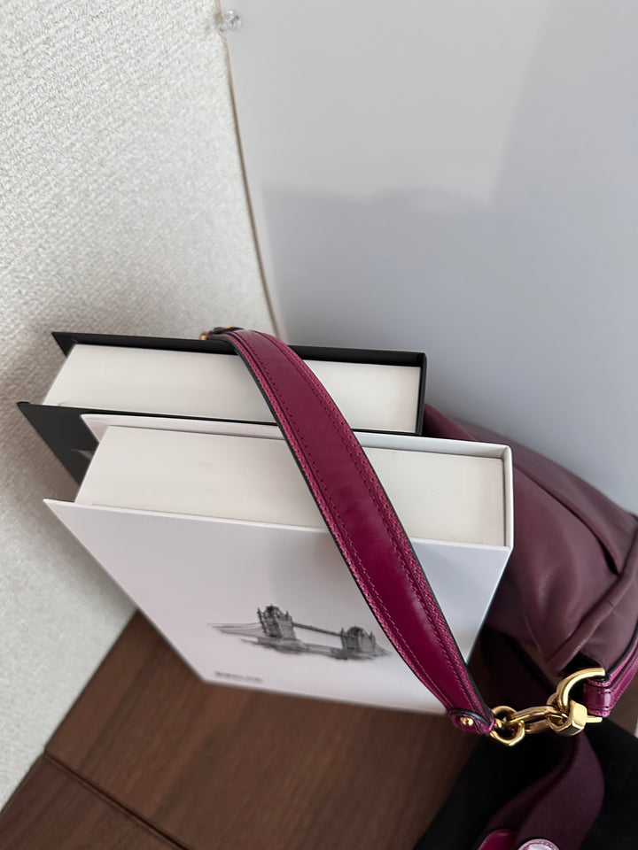 LOEWE Round Logo Hobo Bag（Burgundy Nappa Lambskin）｜Rare Small Size 🤎✨