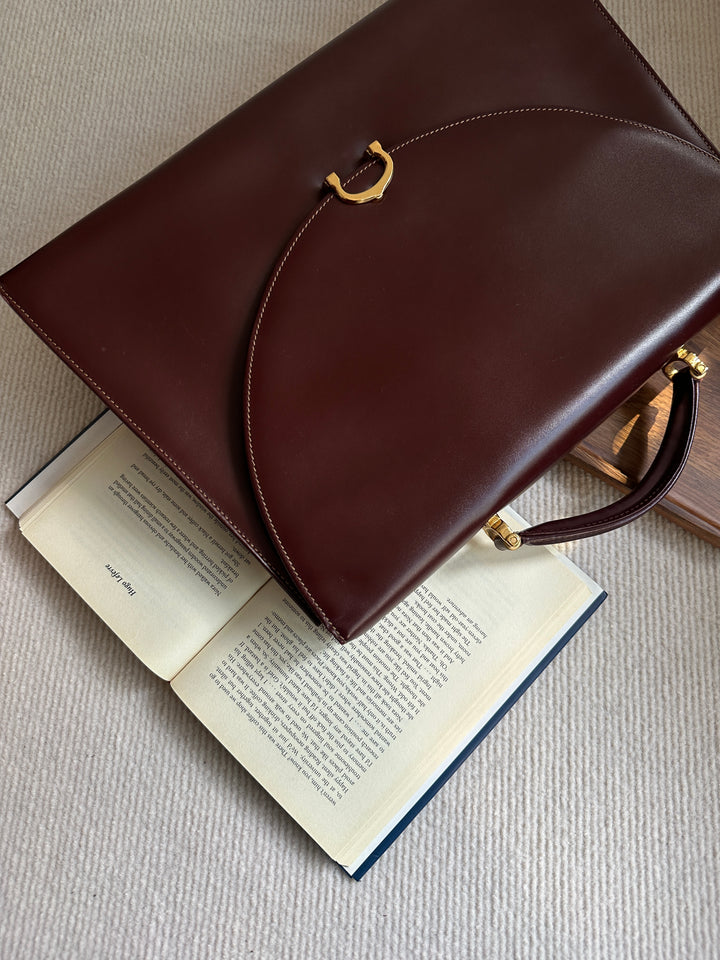 Cartier Classic Burgundy Leather Handbag 🍷 | Understated Elegance, Timeless Sophistication