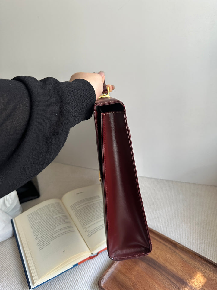 Cartier Classic Burgundy Leather Handbag 🍷 | Understated Elegance, Timeless Sophistication
