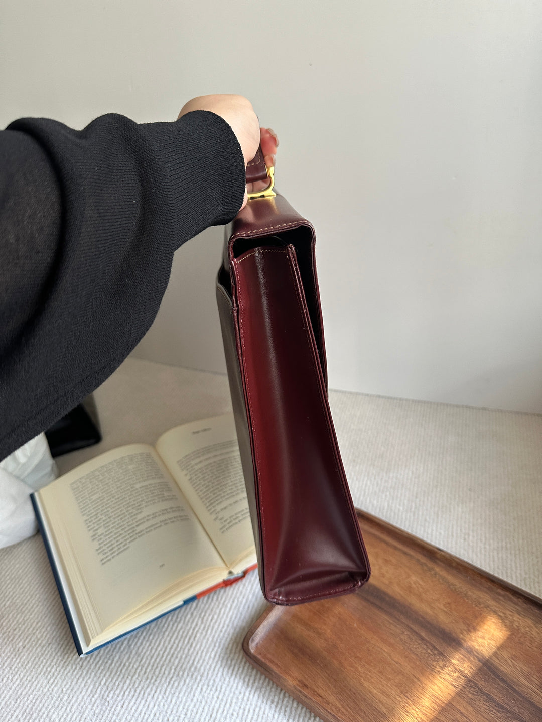 Cartier Classic Burgundy Leather Handbag 🍷 | Understated Elegance, Timeless Sophistication