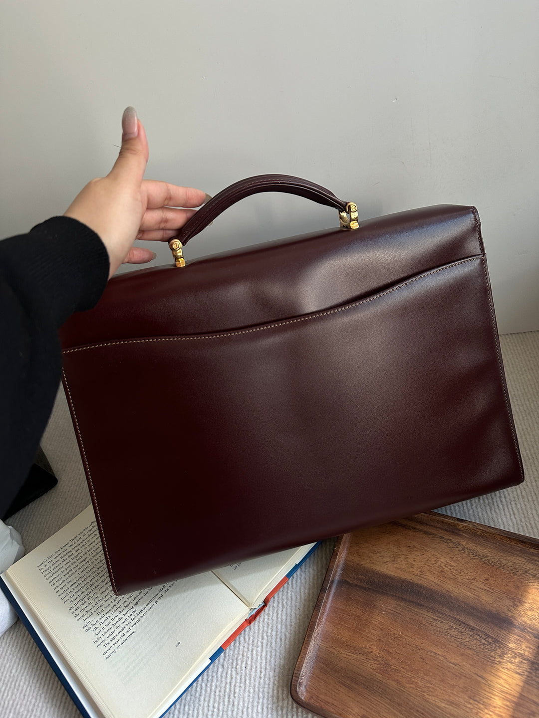 Cartier Classic Burgundy Leather Handbag 🍷 | Understated Elegance, Timeless Sophistication