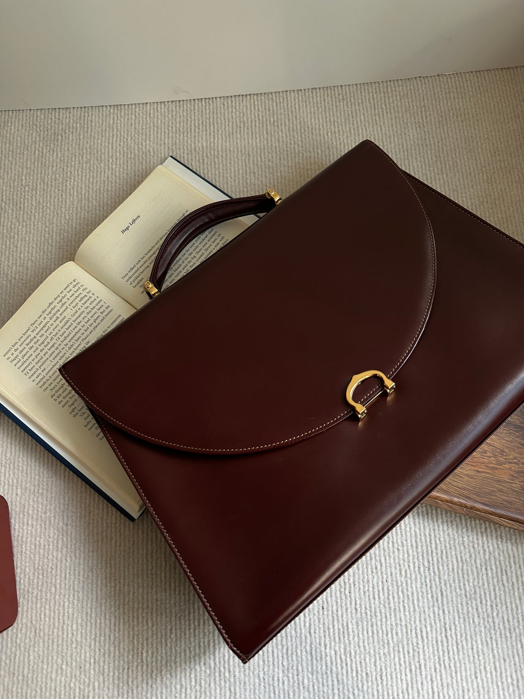 Cartier Classic Burgundy Leather Handbag 🍷 | Understated Elegance, Timeless Sophistication