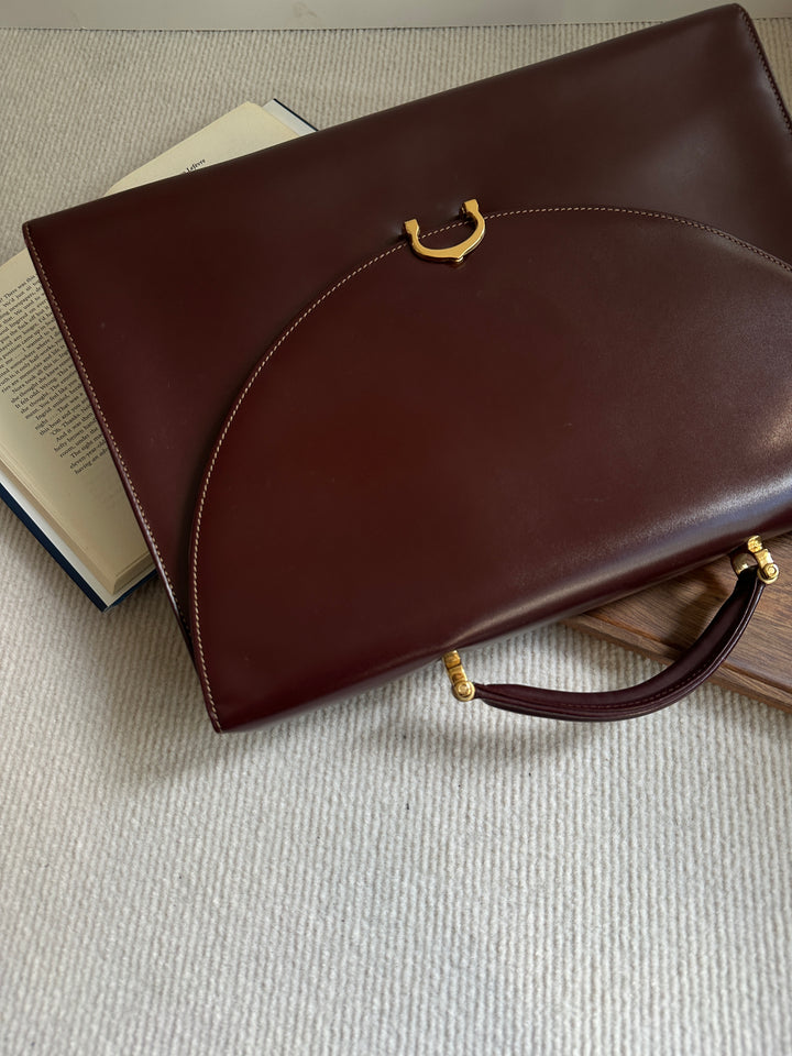 Cartier Classic Burgundy Leather Handbag 🍷 | Understated Elegance, Timeless Sophistication