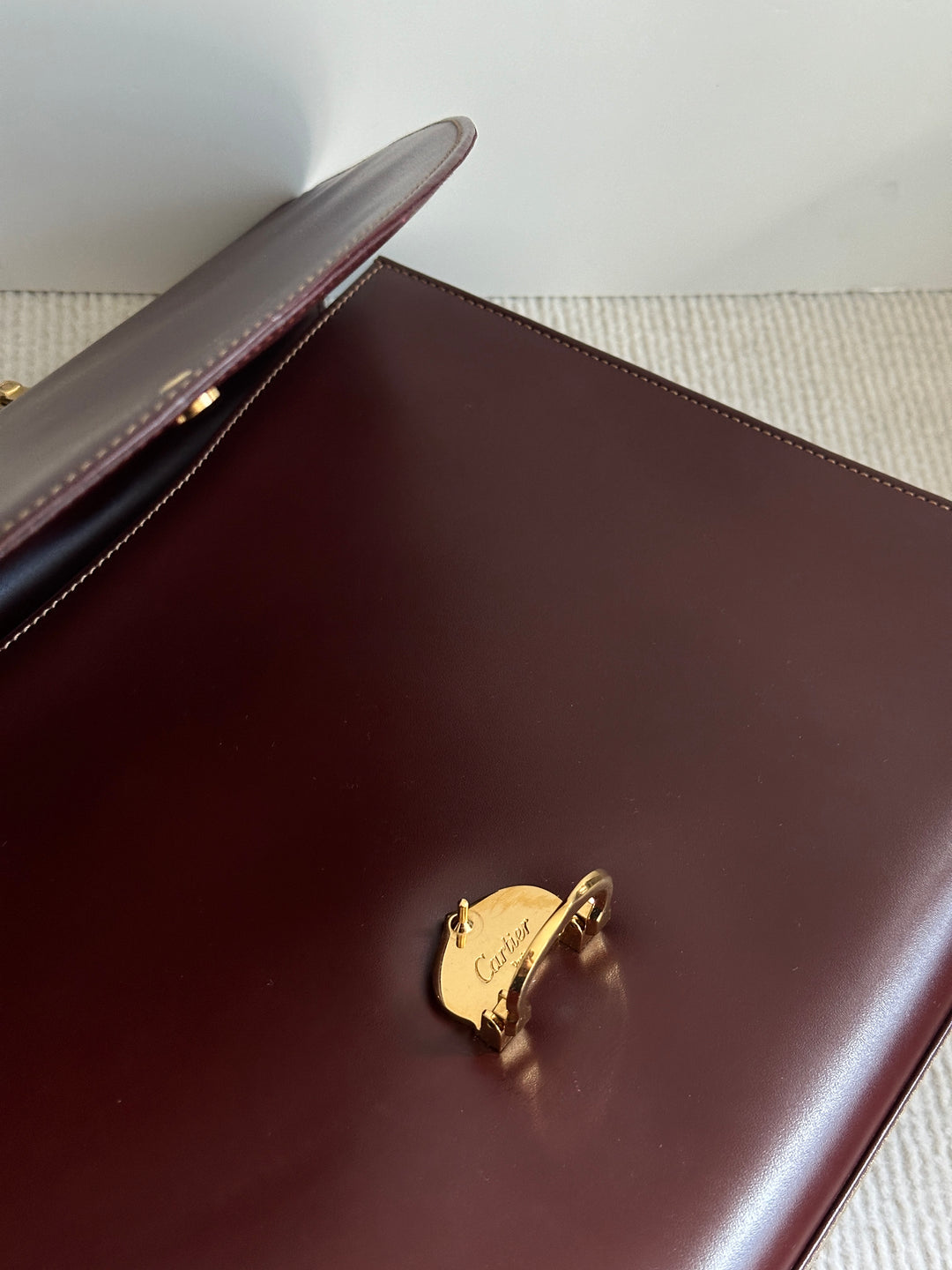 Cartier Classic Burgundy Leather Handbag 🍷 | Understated Elegance, Timeless Sophistication