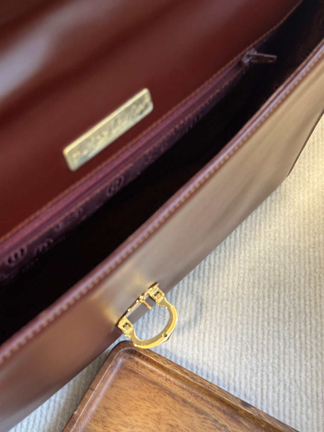Cartier Classic Burgundy Leather Handbag 🍷 | Understated Elegance, Timeless Sophistication