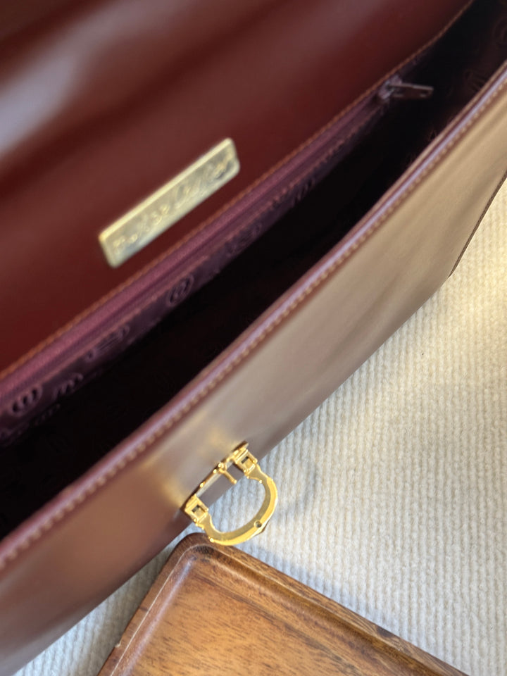 Cartier Classic Burgundy Leather Handbag 🍷 | Understated Elegance, Timeless Sophistication