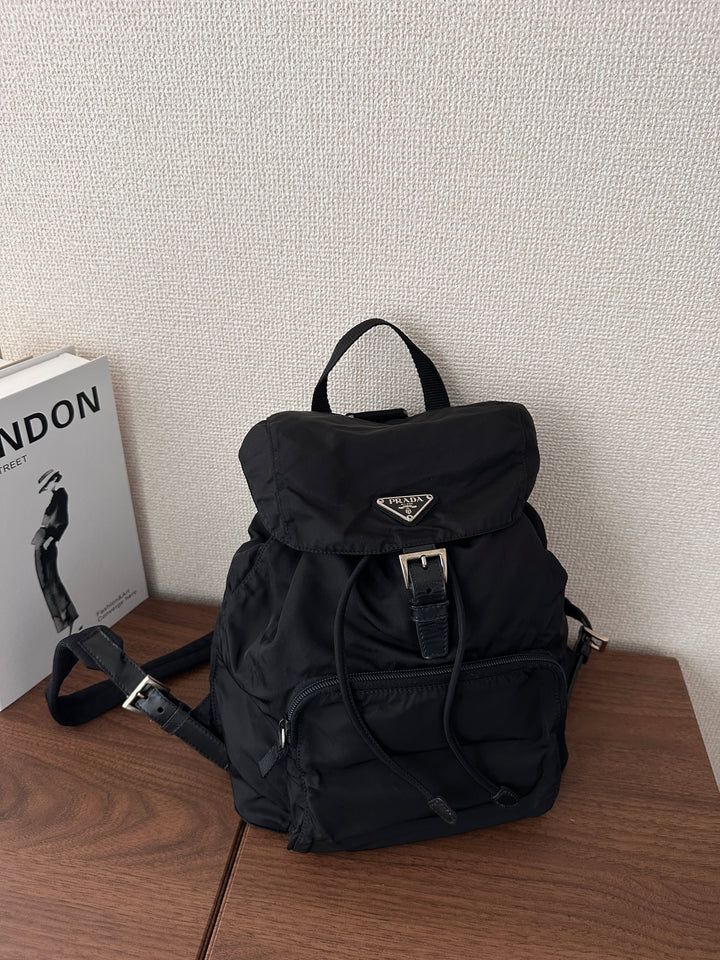 Prada Nylon Backpack 🖤✨ Classic Black & Silver