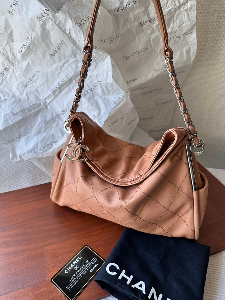 CHANEL Soft Leather Hobo Bag – Thai Milk Tea Brown 🤎 Full Set Included
