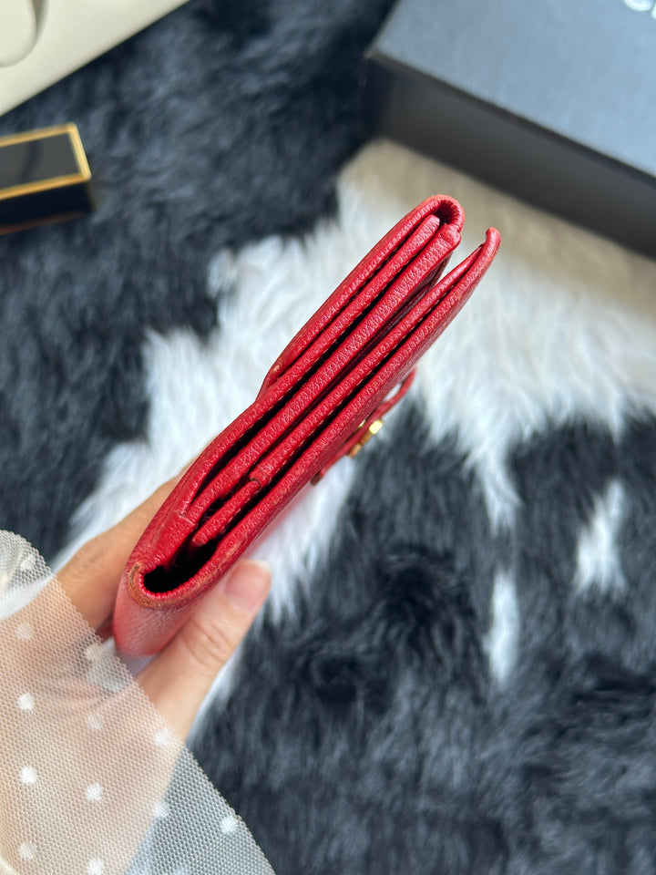 Chanel Red Long Wallet ❤️｜Textured Leather × Enamel CC Detail × Original Box Included